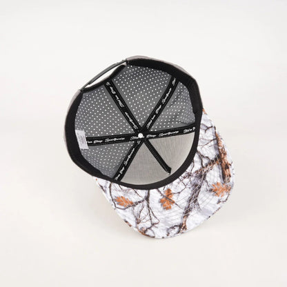 Gray, Orange & Brown Arctic Camo 5-Panel Curved Bill Snapback – Gray Back - #LoneStar Adhesive#