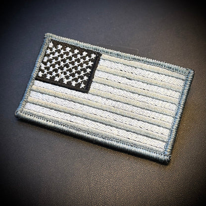 Gray Tactical American Flag Embroidered Flag Patch, 2x3.5" | VELCRO® Brand Hook Backing - #LoneStar Adhesive#