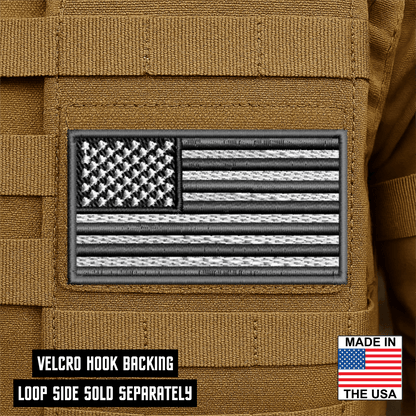 Gray Tactical American Flag VELCRO® Patch | Made in USA - LoneStar Adhesive