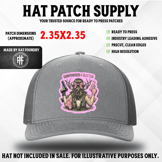 Gun Power & Glitter – Female Hunter UV Printed Hat Patch - LoneStar Adhesive