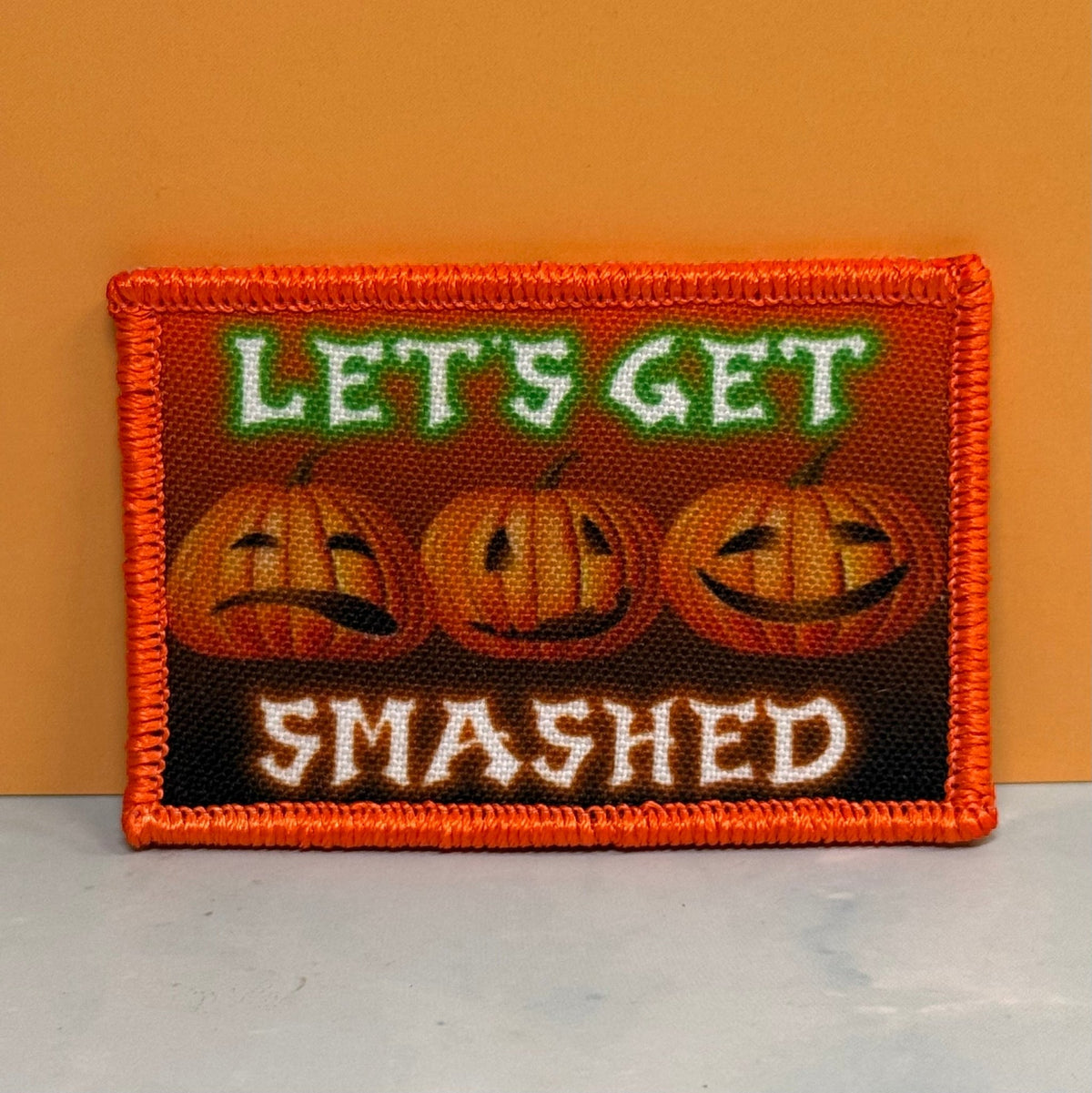 Halloween Smashed Pumpkins Funny Printed Morale Patch, 2x3" | VELCRO® Brand Hook Backing - #LoneStar Adhesive#