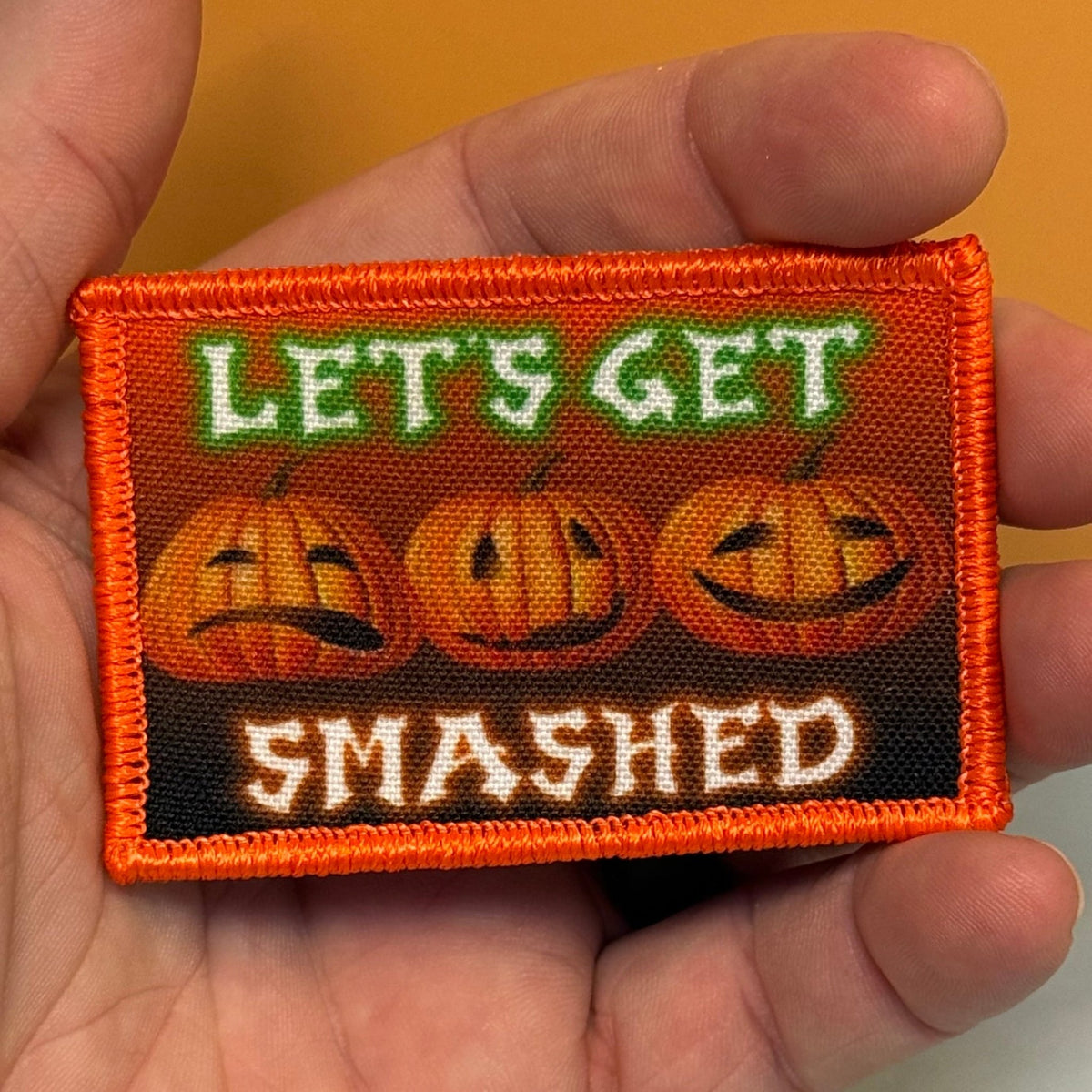 Halloween Smashed Pumpkins Funny Printed Morale Patch, 2x3" | VELCRO® Brand Hook Backing - #LoneStar Adhesive#