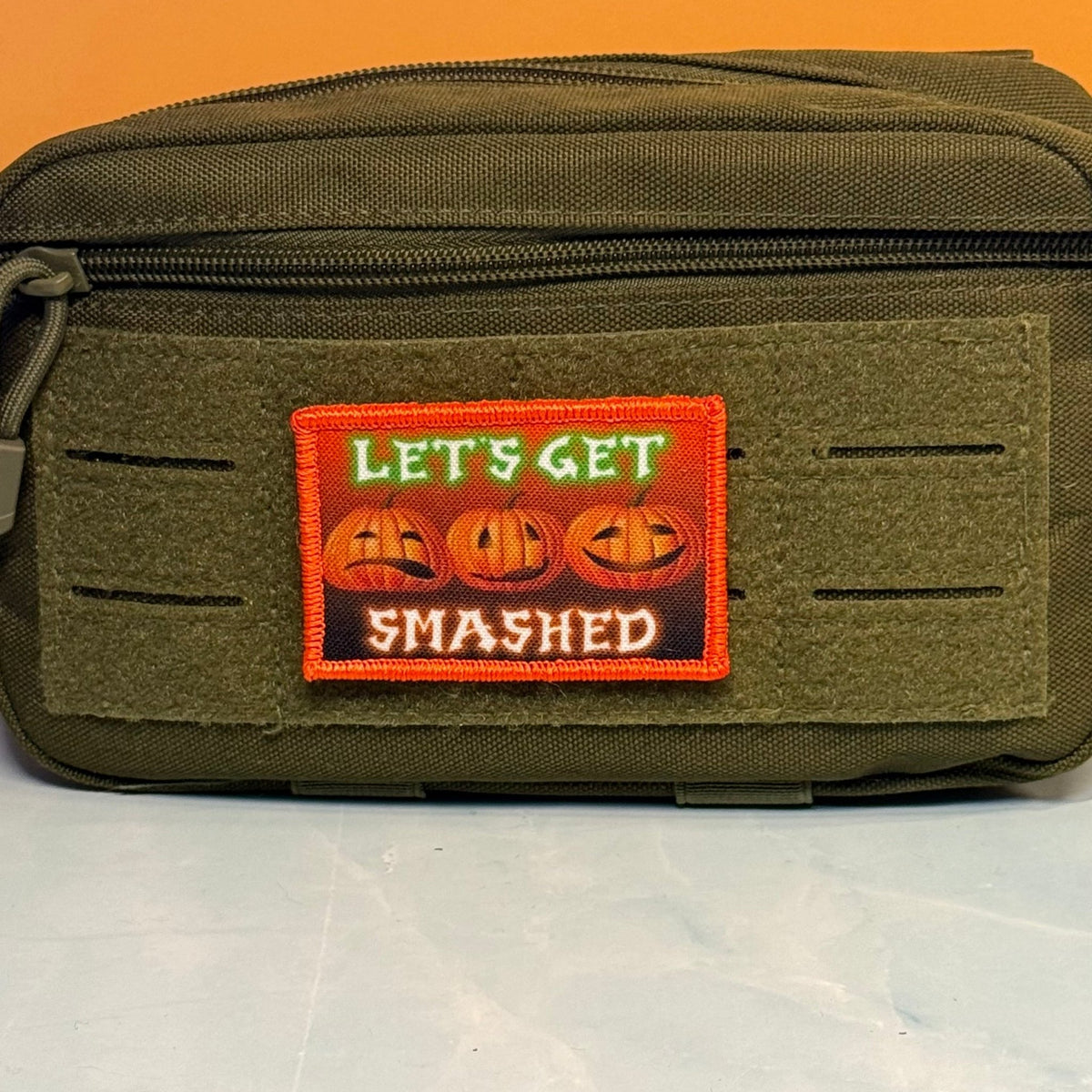 Halloween Smashed Pumpkins Funny Printed Morale Patch, 2x3" | VELCRO® Brand Hook Backing - #LoneStar Adhesive#