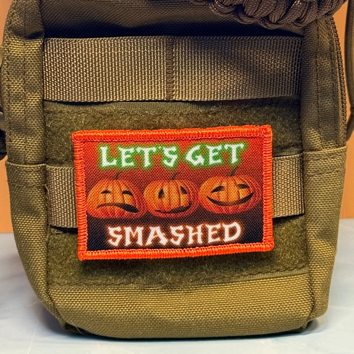 Halloween Smashed Pumpkins Funny Printed Morale Patch, 2x3" | VELCRO® Brand Hook Backing - #LoneStar Adhesive#