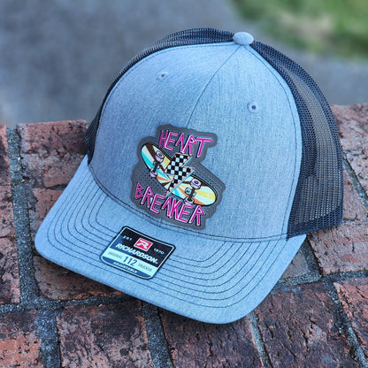 Heart Breaker Skateboard UV Printed Leatherette Hat Patch - MR01 - LoneStar Adhesive