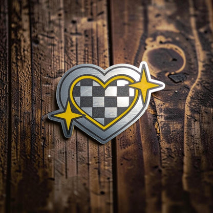 Retro Sparkle Checkered Heart Hat Patch