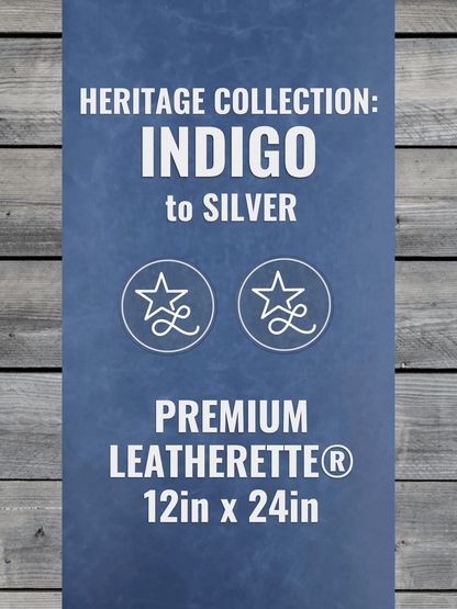 Heritage Collection: Indigo/SILVER Durra-Bull Premium Leatherette® Sheets (12x24) - LoneStar Adhesive