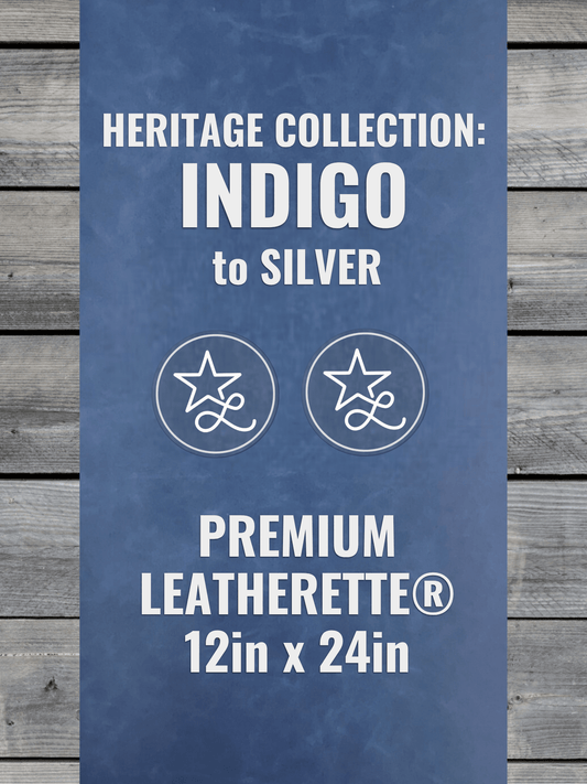 Heritage Collection: Indigo/SILVER Durra-Bull Premium Leatherette® Sheets (12x24) - LoneStar Adhesive