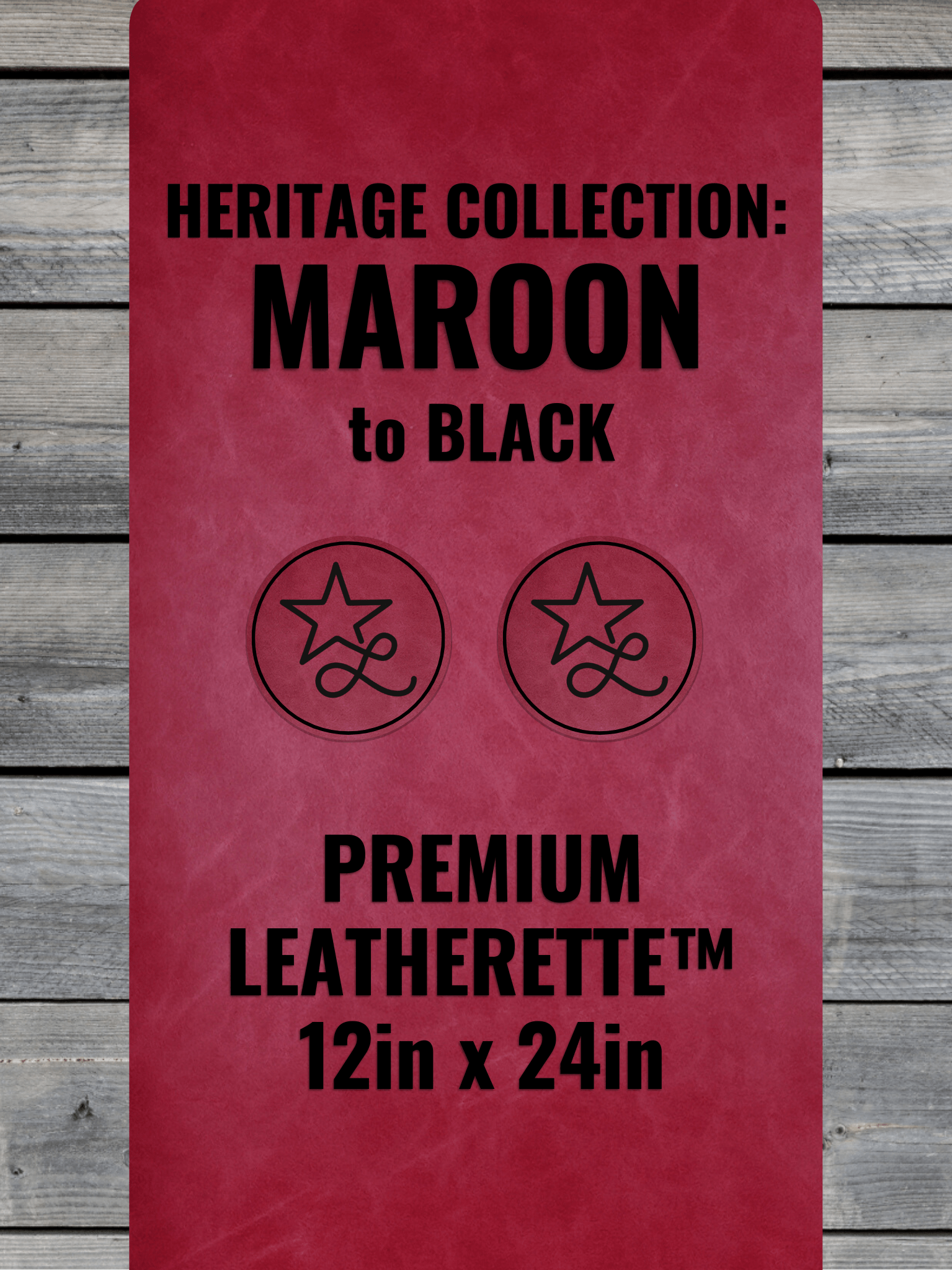 Heritage Collection: Maroon / Black Durra - Bull Premium Leatherette™ Sheets (12x24) - #LoneStar Adhesive#