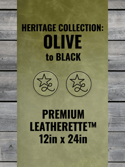 Heritage Collection: Olive / Black Durra - Bull Premium Leatherette™ Sheets (12x24) - #LoneStar Adhesive#