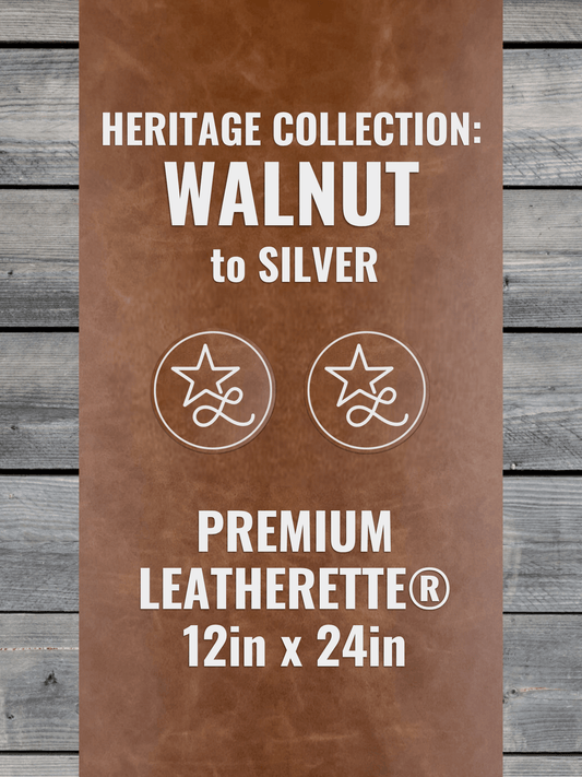 Heritage Collection: Walnut/Silver Durra-Bull Premium Leatherette® Sheets (12x24) - LoneStar Adhesive