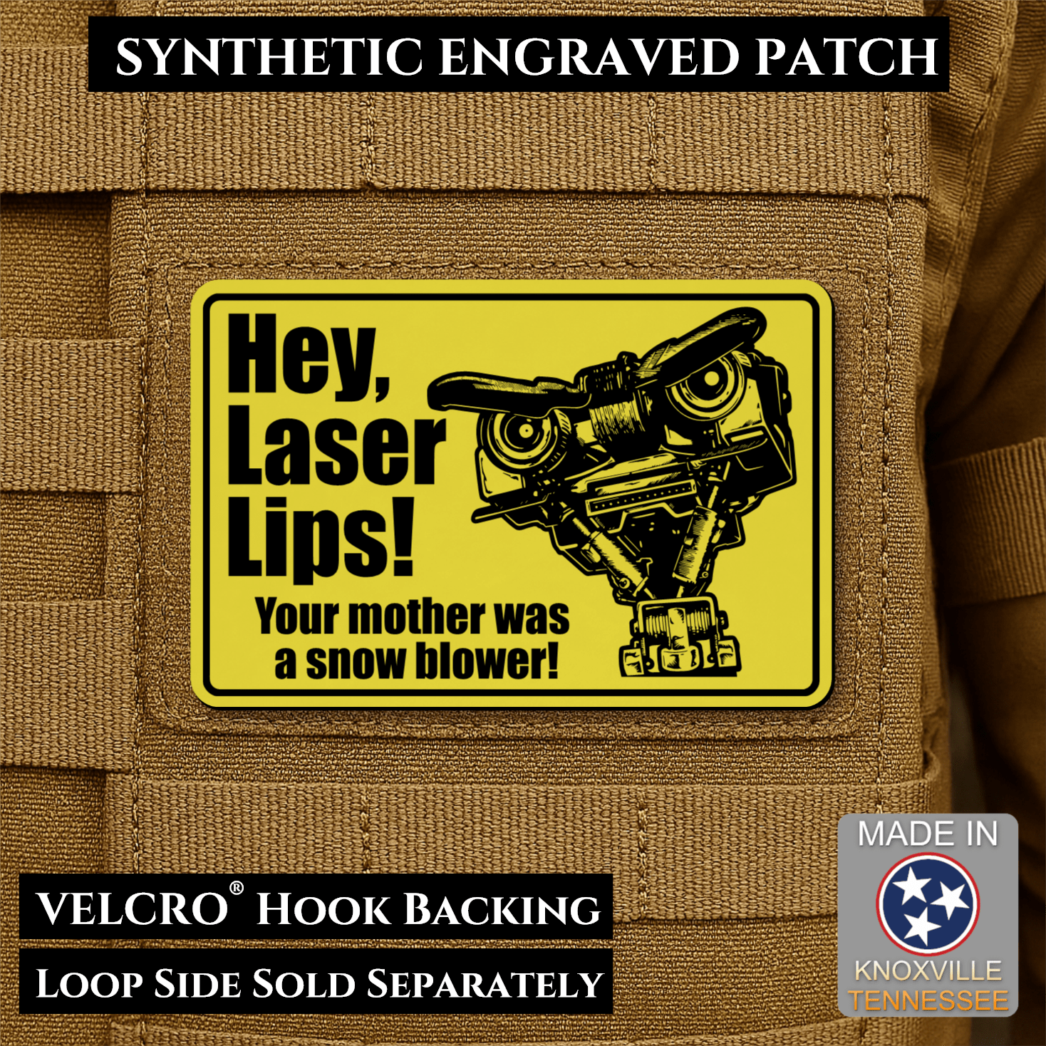 Hey Laser Lips Morale Patch 2"x3" Hook & Loop | Made in USA - LoneStar Adhesive