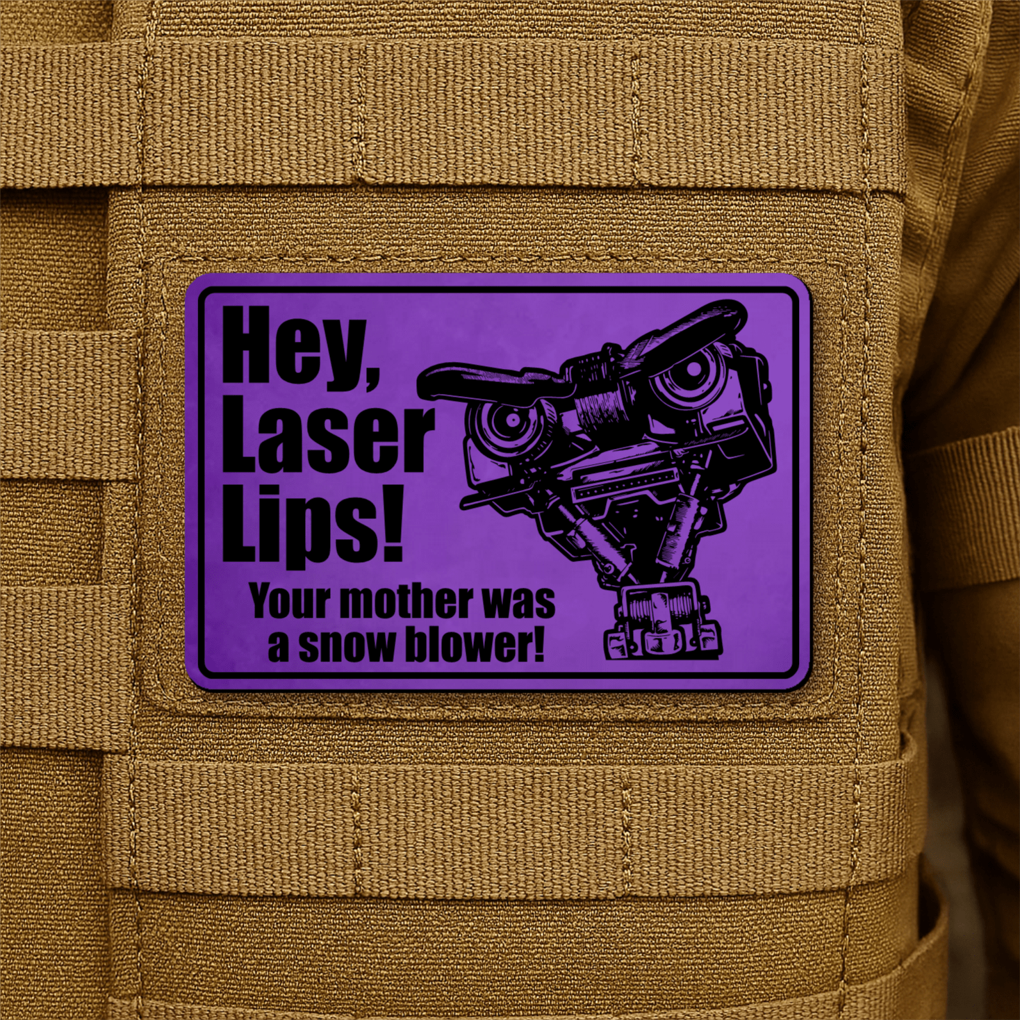 Hey Laser Lips Morale Patch 2"x3" Hook & Loop | Made in USA - LoneStar Adhesive