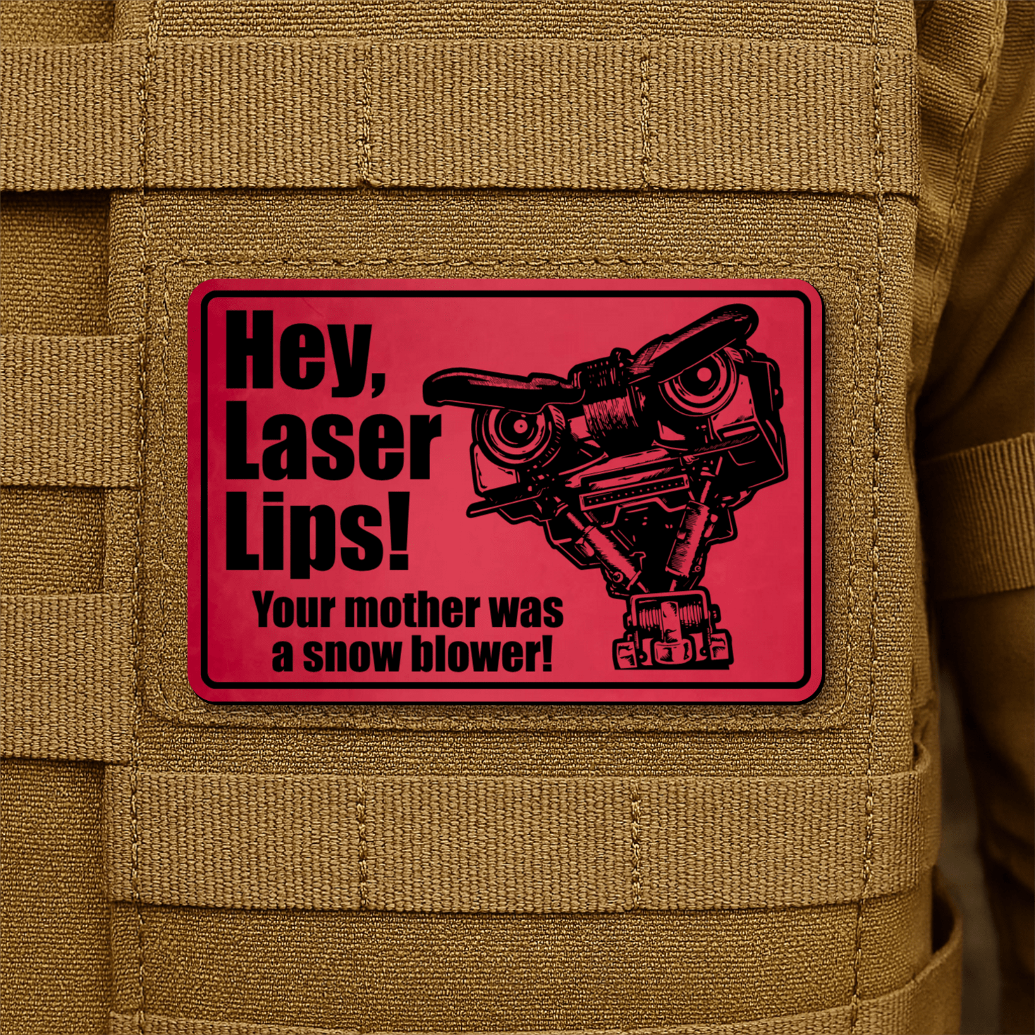 Hey Laser Lips Morale Patch 2"x3" Hook & Loop | Made in USA - LoneStar Adhesive