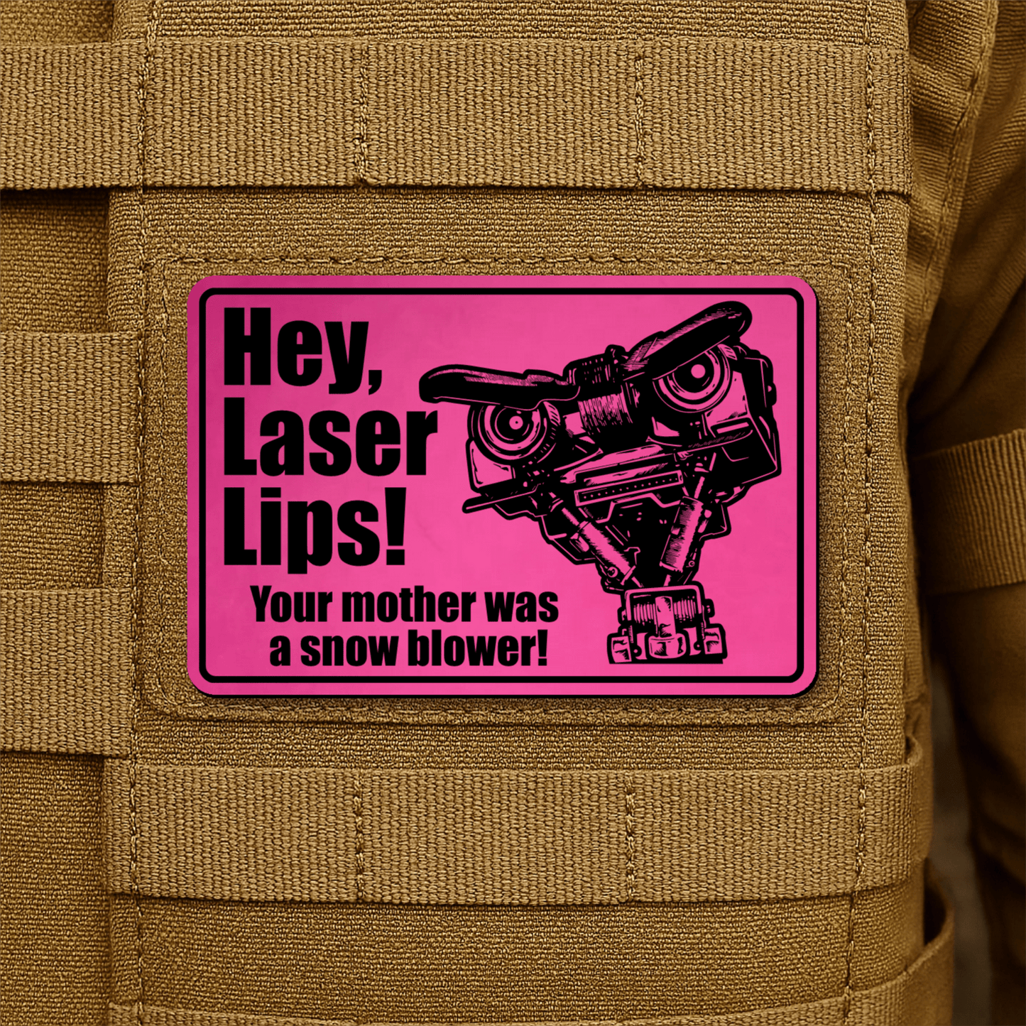 Hey Laser Lips Morale Patch 2"x3" Hook & Loop | Made in USA - LoneStar Adhesive
