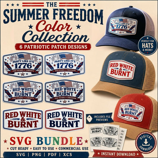 Summer Freedom Color Collection | Tri-Color Acrylic Patriotic Patch SVG Files