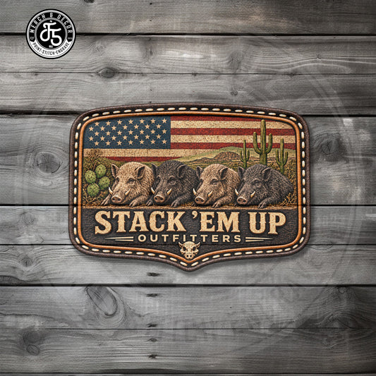 Stackem Up Outfitters Hunting UV Printed Leatherette Hat Patch