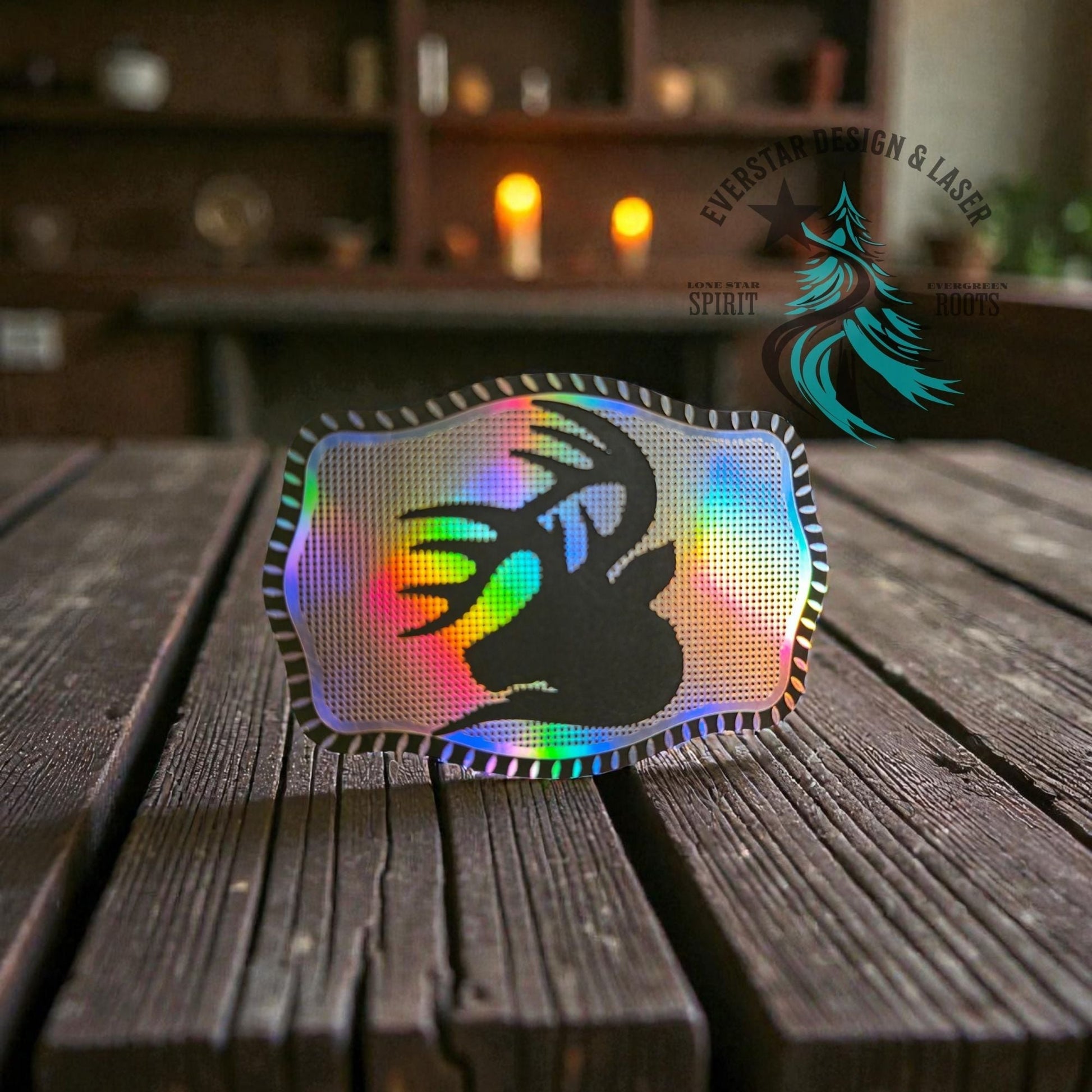 Holographic Hunter's Edge Leather Patch - LoneStar Adhesive
