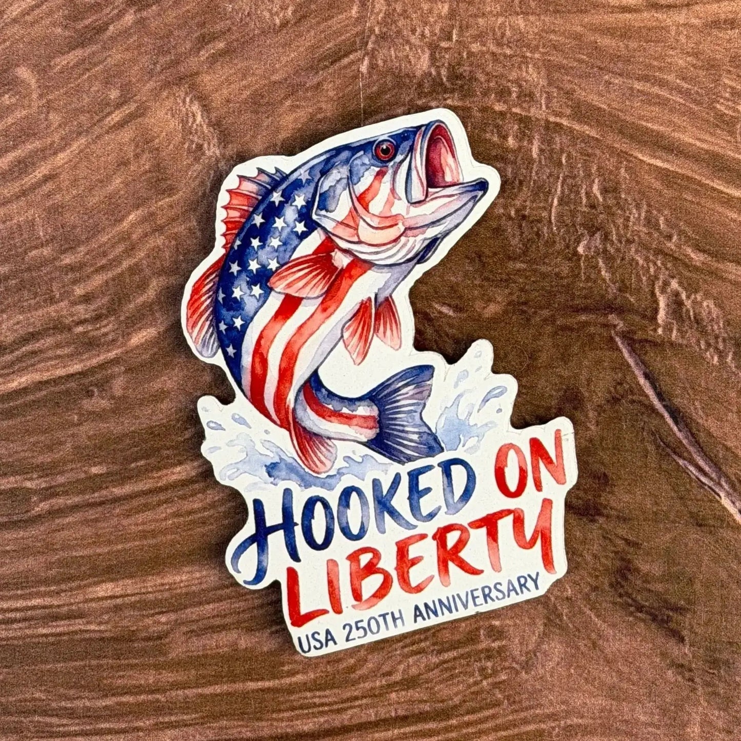 Hooked On Liberty - USA 250th Anniversary | UV Printed Leather Hat Patch - LoneStar Adhesive