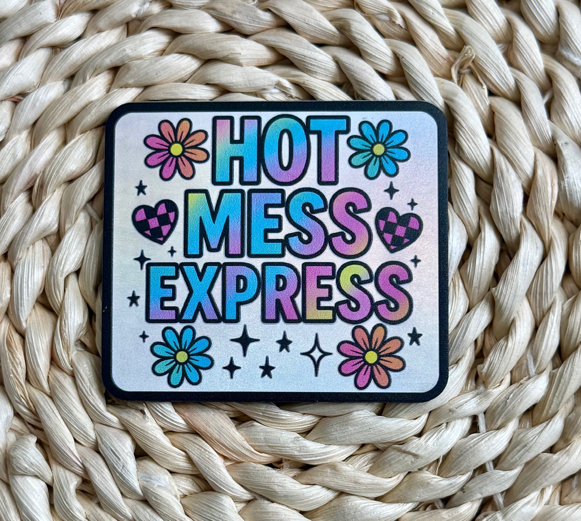 Hot Mess Express UV Printed Holographic Leatherette Hat Patch – Lone ...