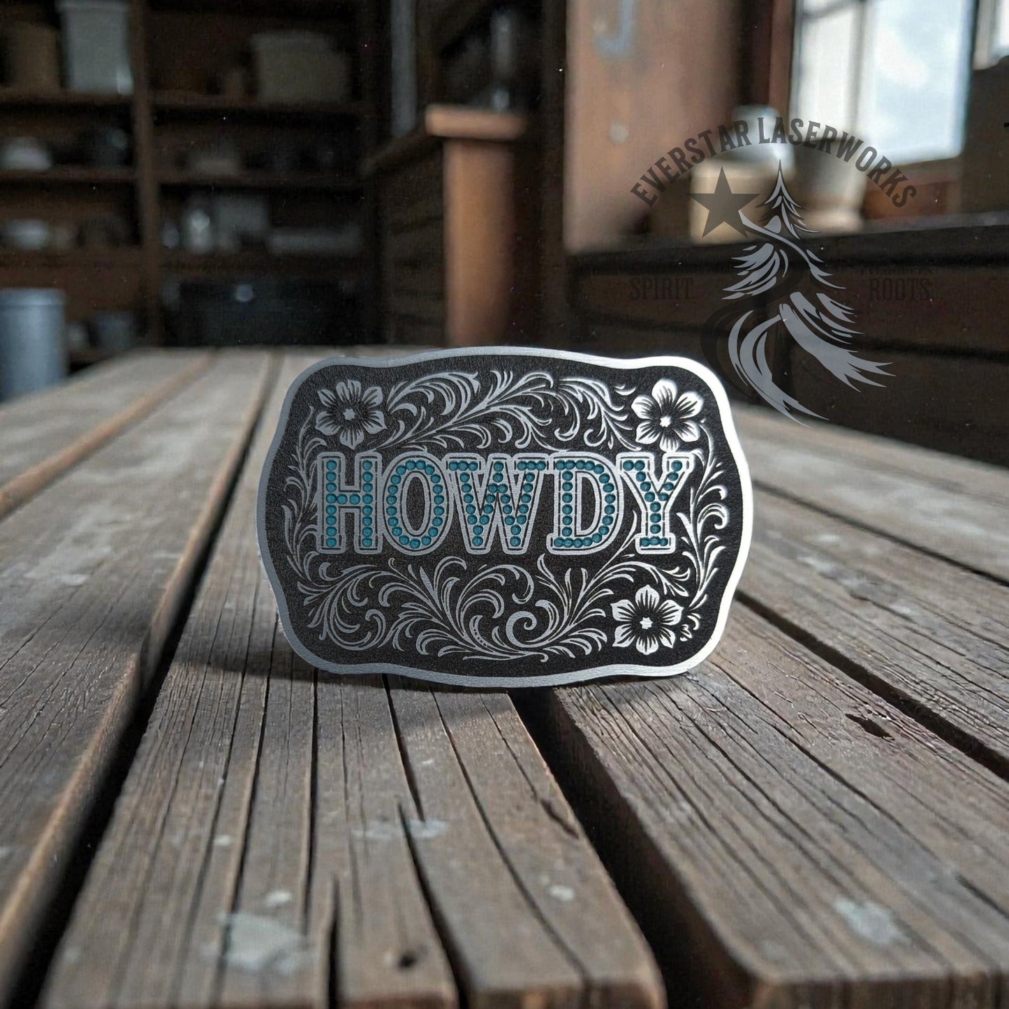 Howdy Buckle Stainless Acrylic Patch - LoneStar Adhesive