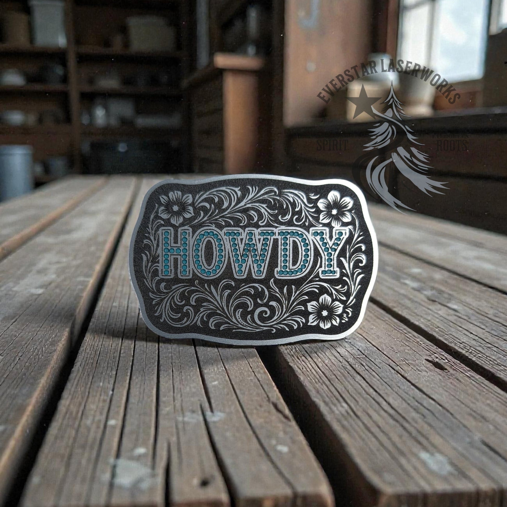 Howdy Buckle Stainless Acrylic Patch - LoneStar Adhesive