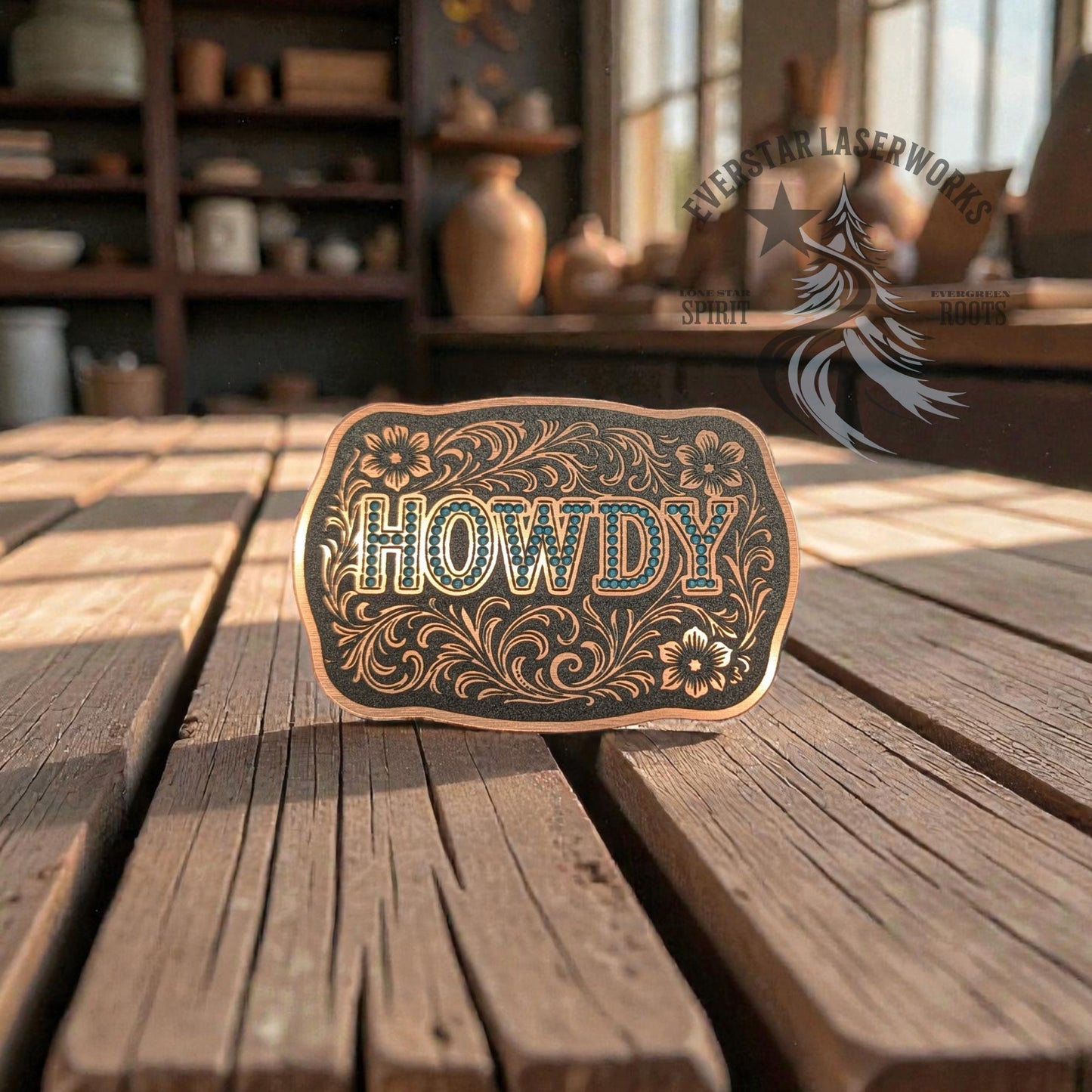 Howdy Buckle Stainless Acrylic Patch - LoneStar Adhesive