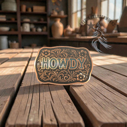 Howdy Buckle Stainless Acrylic Patch - LoneStar Adhesive