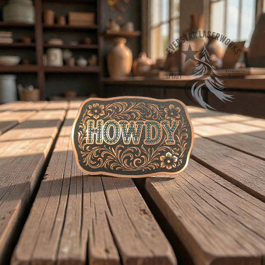 Howdy Buckle Stainless Acrylic Patch - LoneStar Adhesive