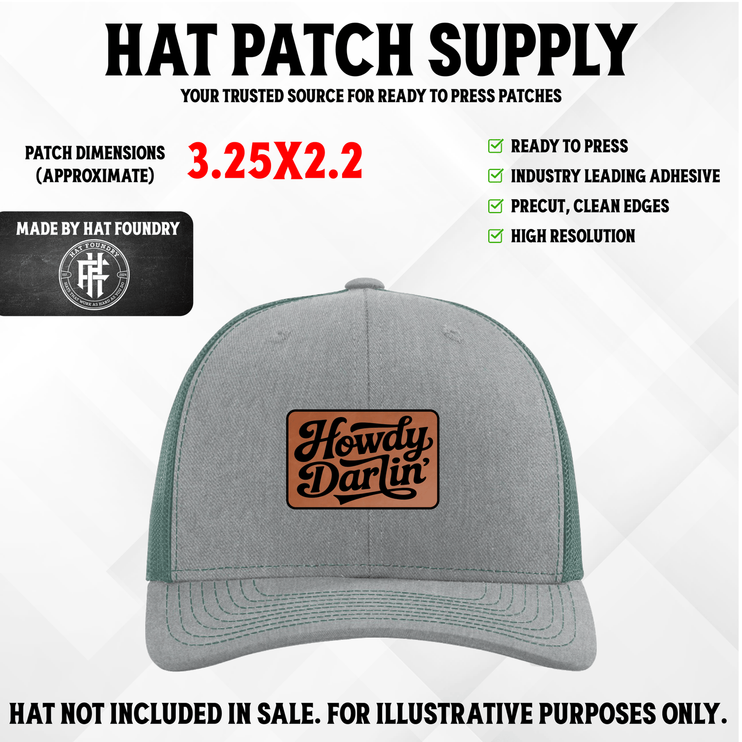 Howdy Darlin' Laser Engraved Patch - LoneStar Adhesive