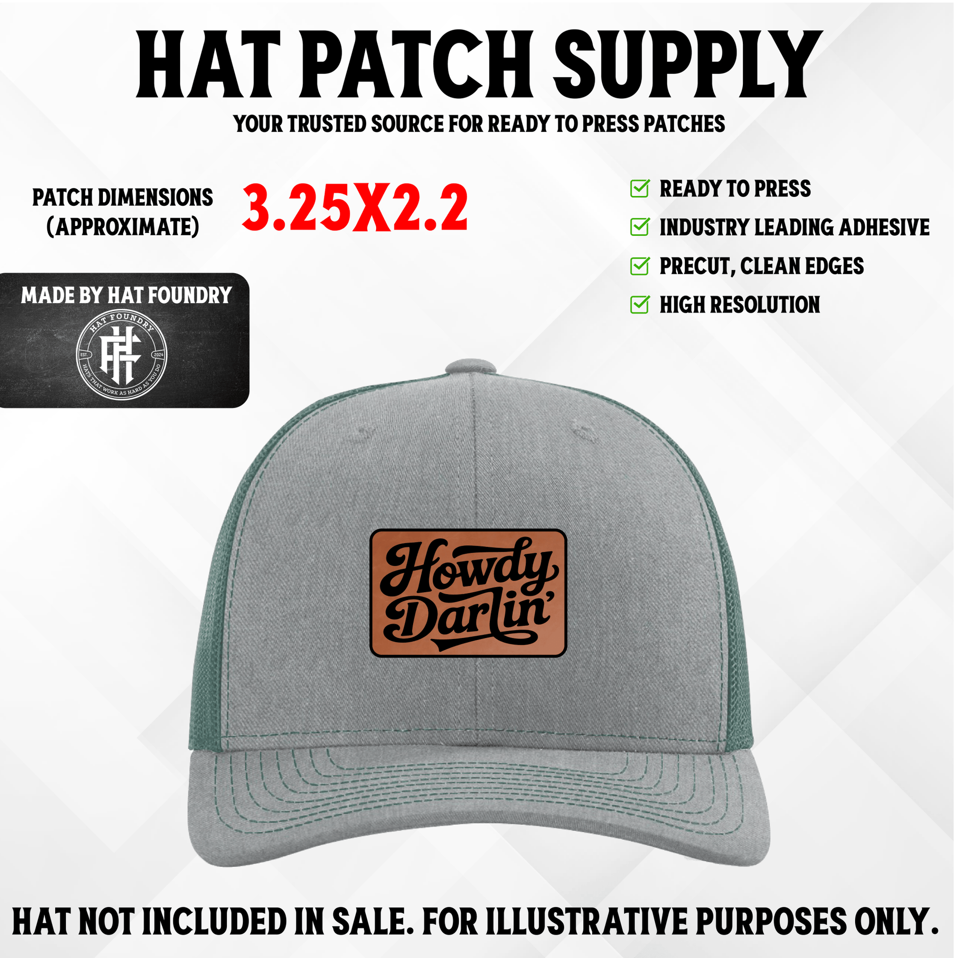 Howdy Darlin' Laser Engraved Patch - LoneStar Adhesive