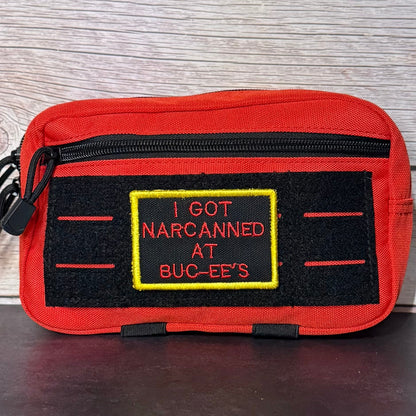 I Got Narcanned At Buc-ee's Funny Morale Patch, 2x3" | Made in USA | VELCRO® Brand Hook Backing - LoneStar Adhesive