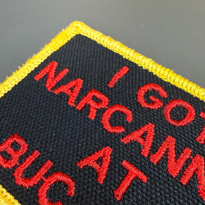 I Got Narcanned At Buc-ee's Funny Morale Patch, 2x3" | Made in USA | VELCRO® Brand Hook Backing - LoneStar Adhesive