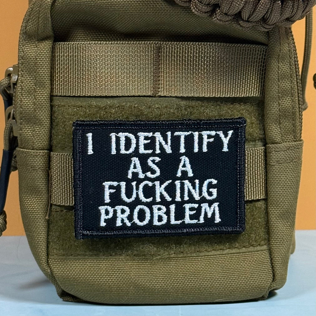I Identify As The Problem Funny Morale Patch, 2x3" | Made in USA | VELCRO® Brand Hook Backing - LoneStar Adhesive