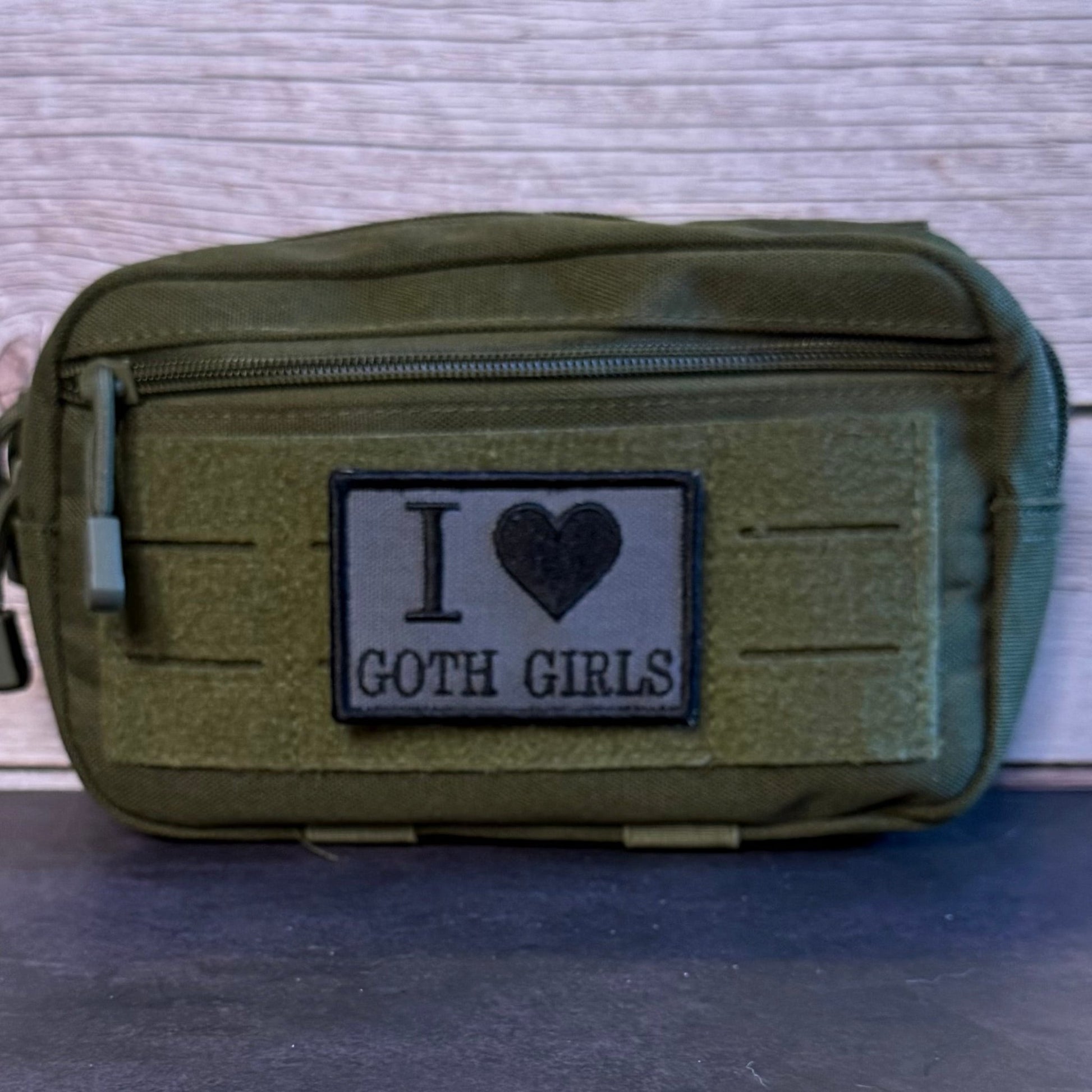 I Love Goth Girls Funny Morale Patch, 2x3" | Made in USA | VELCRO® Brand Hook Backing - LoneStar Adhesive