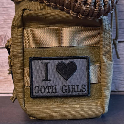 I Love Goth Girls Funny Morale Patch, 2x3" | Made in USA | VELCRO® Brand Hook Backing - LoneStar Adhesive
