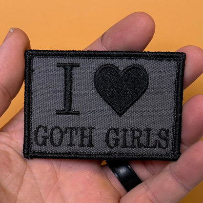 I Love Goth Girls Funny Morale Patch, 2x3" | Made in USA | VELCRO® Brand Hook Backing - #LoneStar Adhesive#