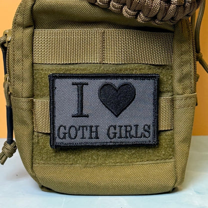 I Love Goth Girls Funny Morale Patch, 2x3" | Made in USA | VELCRO® Brand Hook Backing - #LoneStar Adhesive#