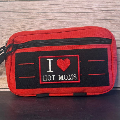 I Love Hot Moms MILFS Funny Morale Patch, 2x3" | Made in USA | VELCRO® Brand Hook Backing - LoneStar Adhesive