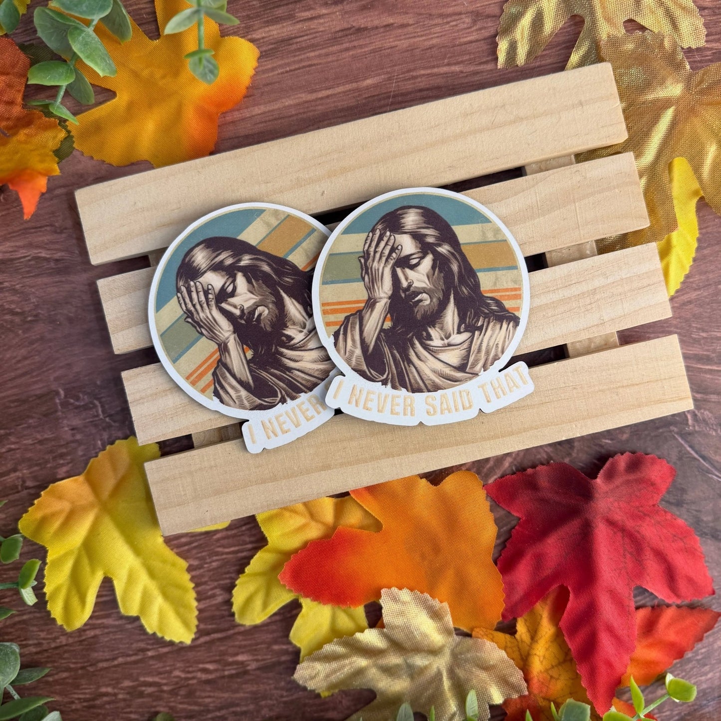 I Never Said That (Jesus) | UV Printed Leather Hat Patch - LoneStar Adhesive