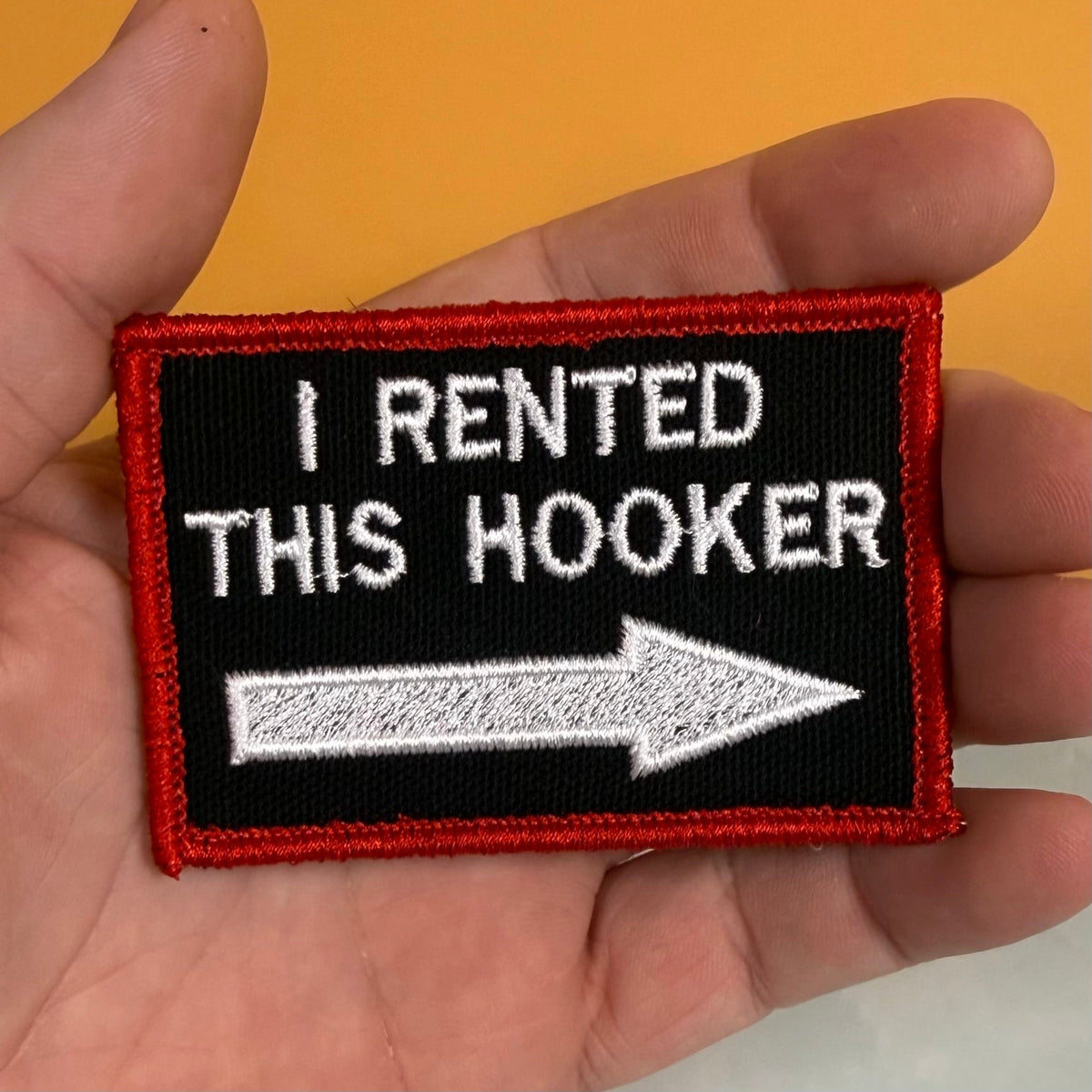 I Rented This Hooker Funny Morale Patch, 2x3" | Made in USA | VELCRO® Brand Hook Backing - LoneStar Adhesive