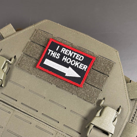 I Rented This Hooker Funny Morale Patch, 2x3" | Made in USA | VELCRO® Brand Hook Backing - LoneStar Adhesive