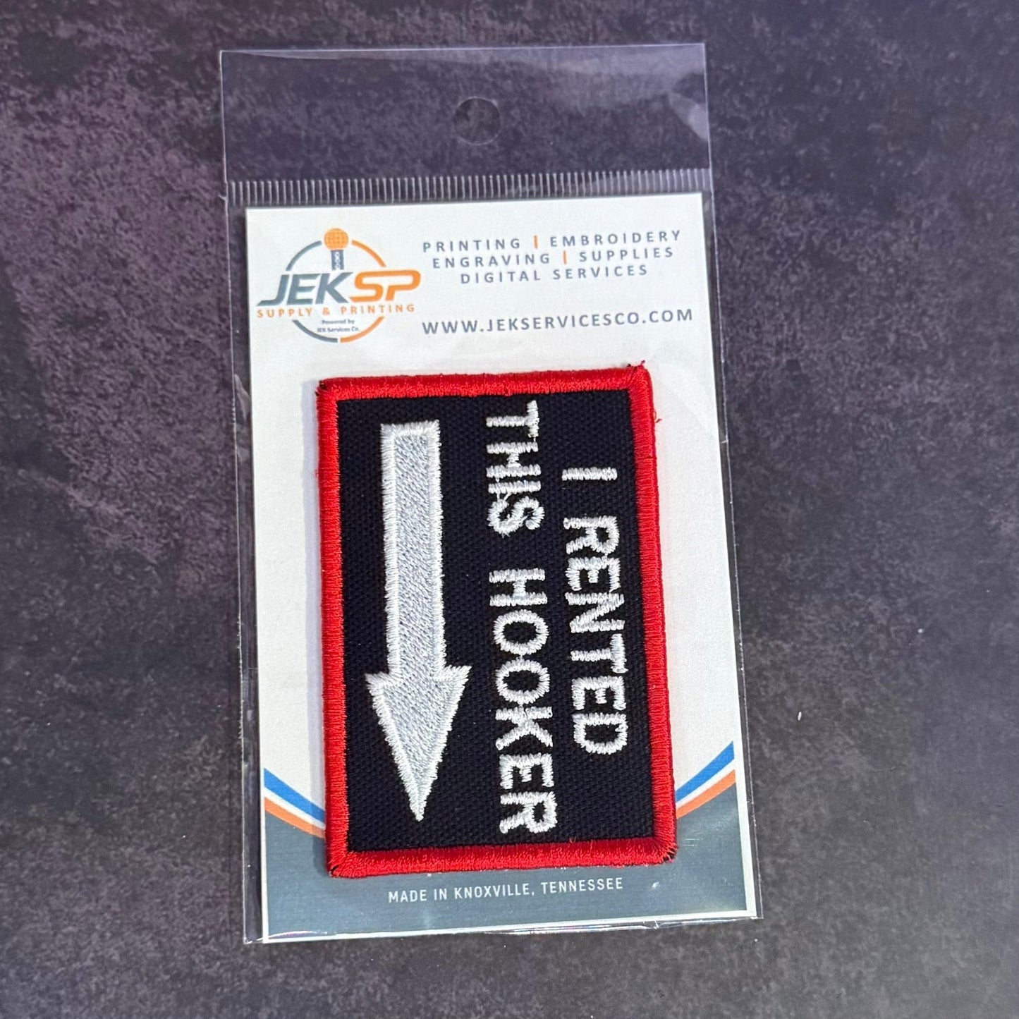 I Rented This Hooker Funny Morale Patch | Made in USA | VELCRO® Brand Hook Backing - LoneStar Adhesive