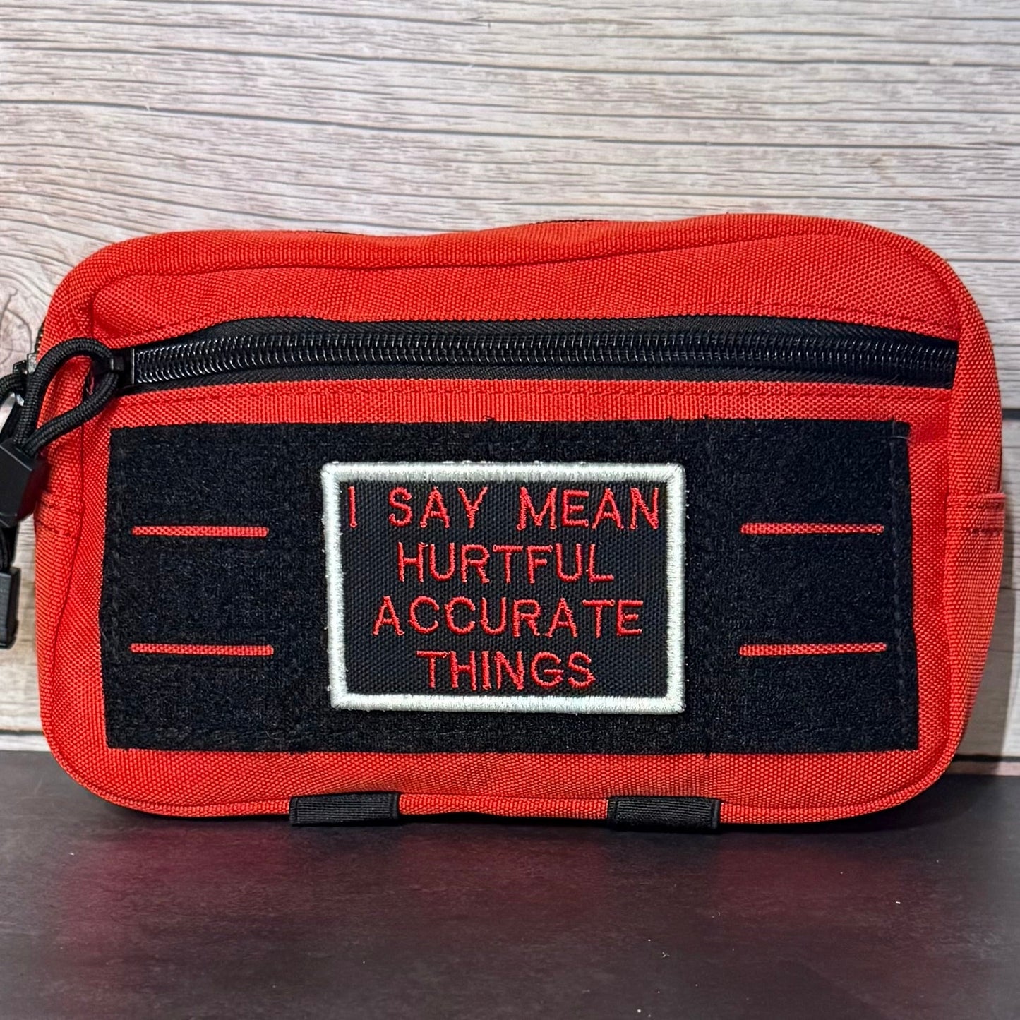 I Say Mean, Hurtful, Accurate Things Funny Morale Patch, 2x3" | Made in USA | VELCRO® Brand Hook Backing - LoneStar Adhesive