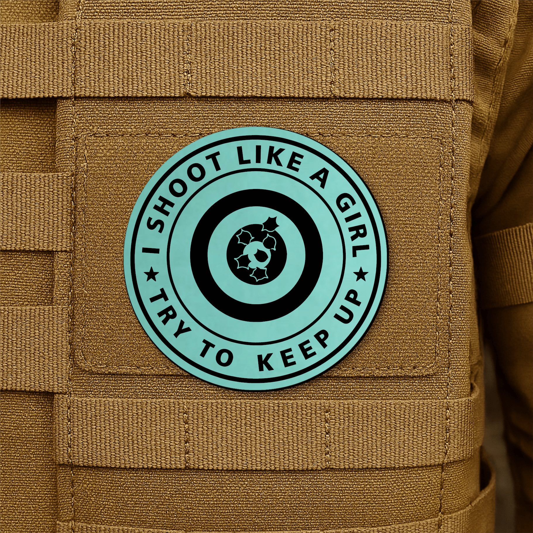 I Shoot Like A Girl Morale Patch 3" Round Hook & Loop | Made in USA - LoneStar Adhesive