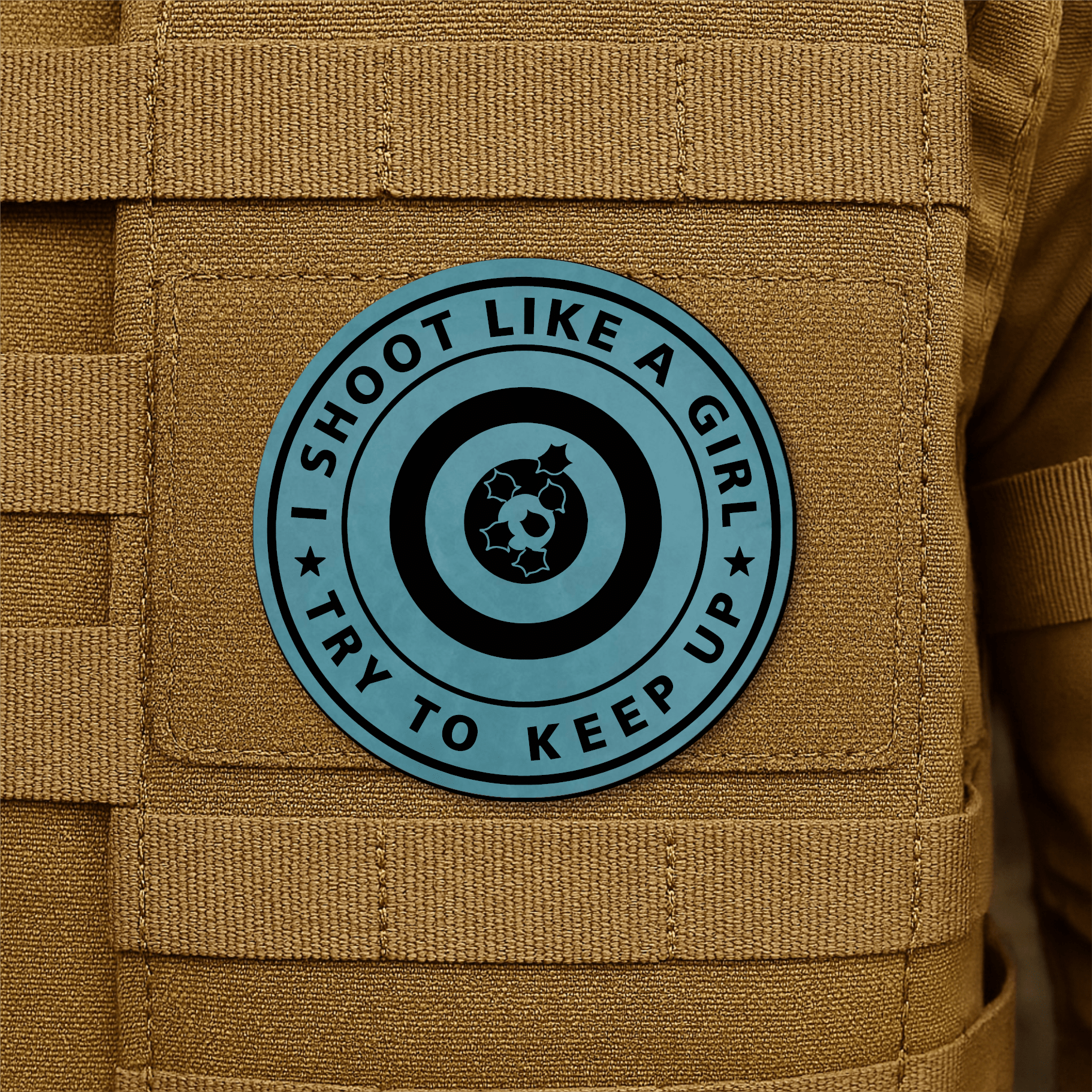 I Shoot Like A Girl Morale Patch 3" Round Hook & Loop | Made in USA - LoneStar Adhesive