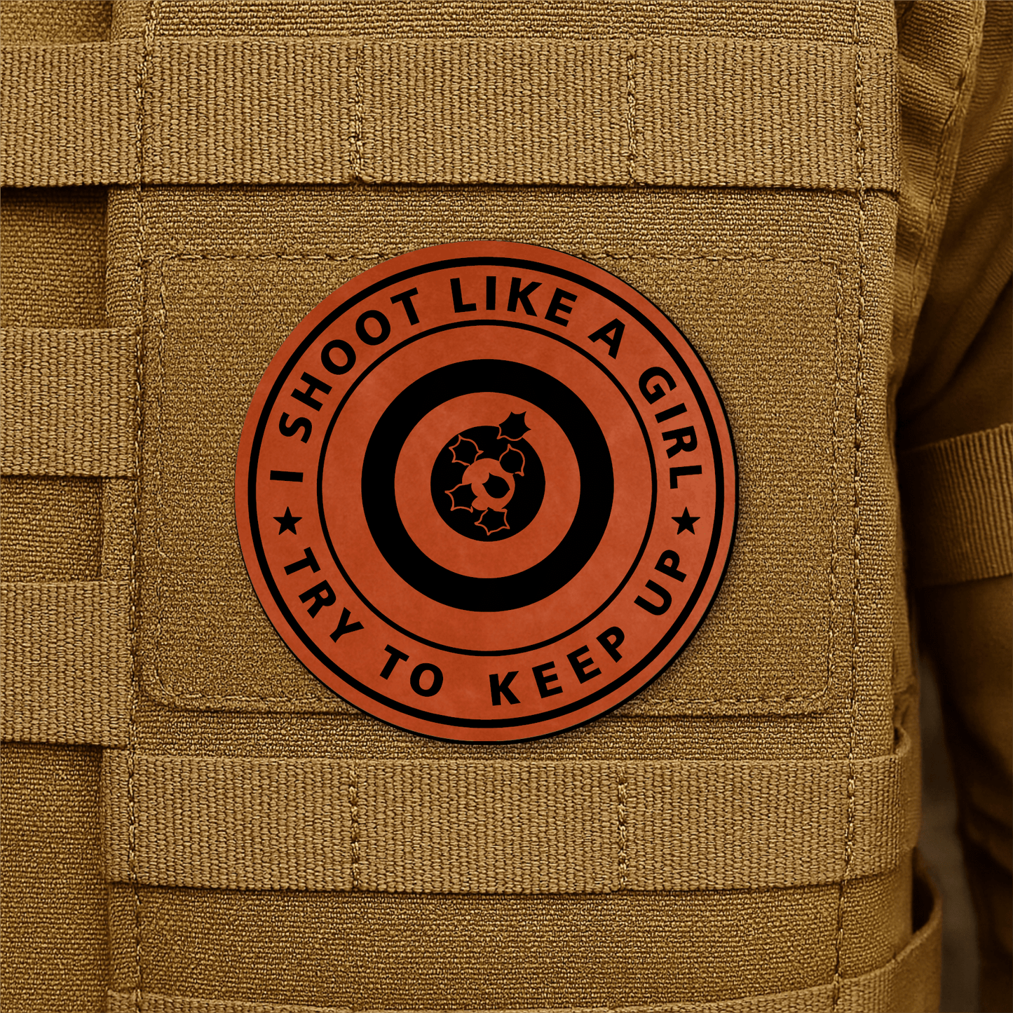 I Shoot Like A Girl Morale Patch 3" Round Hook & Loop | Made in USA - LoneStar Adhesive