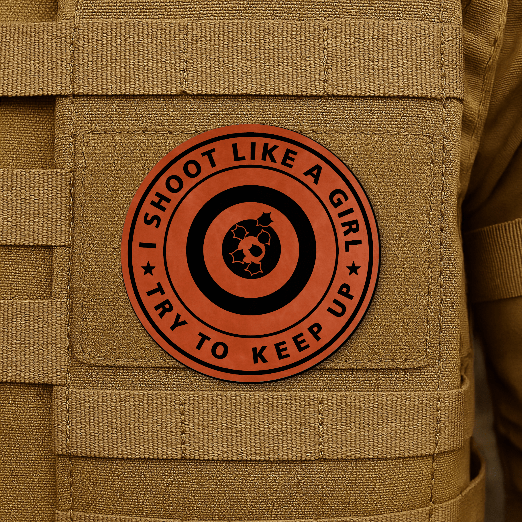 I Shoot Like A Girl Morale Patch 3" Round Hook & Loop | Made in USA - LoneStar Adhesive