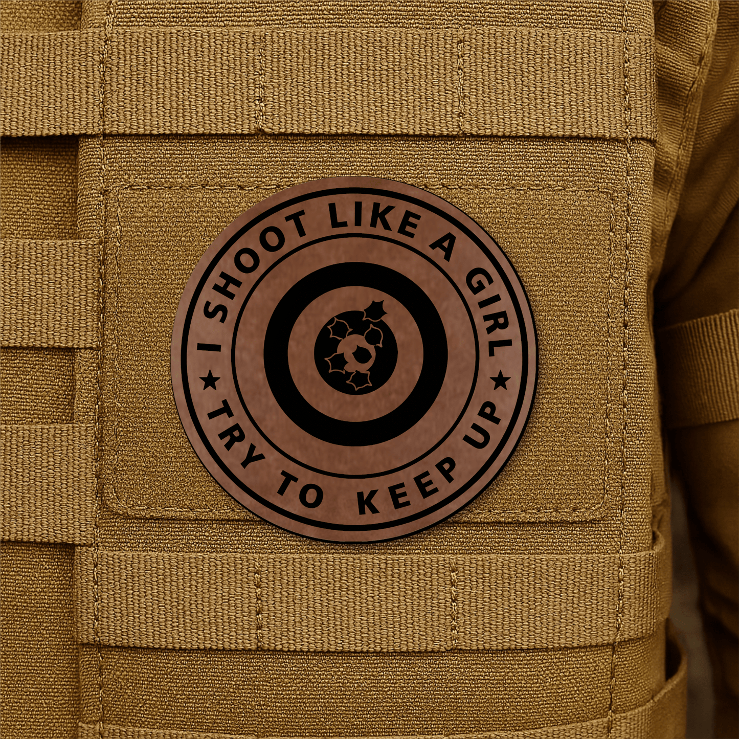 I Shoot Like A Girl Morale Patch 3" Round Hook & Loop | Made in USA - LoneStar Adhesive