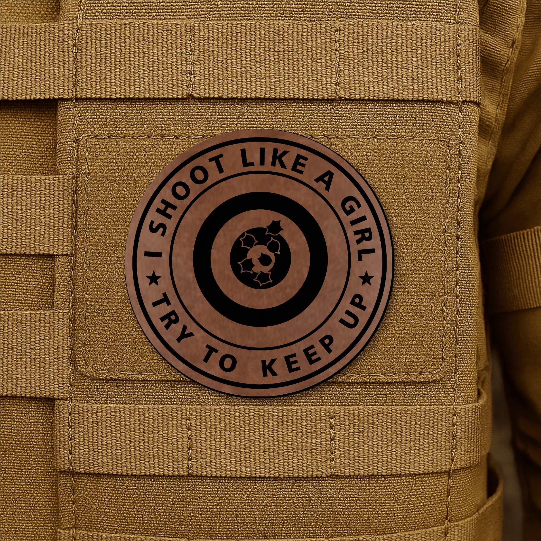 I Shoot Like A Girl Morale Patch 3" Round Hook & Loop | Made in USA - LoneStar Adhesive